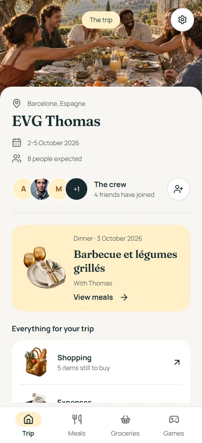 A Loguetown trip with meals, shopping and shared expenses